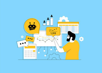 AI competitor analysis reveals strategic insights from market data, ai competitive opportunities for business growth. Powerful artificial intelligence ai competitor analysis vector illustration