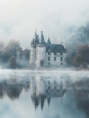 Obraz premium Silhouette of a castle in the mist