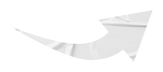 White crumpled paper arrow isolated on transparent background