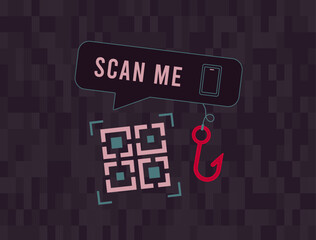 Quishing scam warns users against malicious QR codes by highlighting fake payment and information traps. Key quishing scam scenarios and essential qr code phishing risks vector illustration