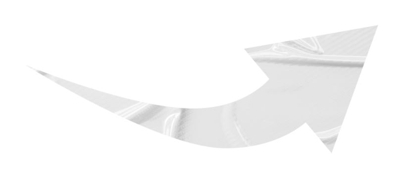 White crumpled paper arrow isolated on transparent background