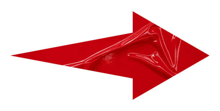 Red crumpled paper arrow isolated on transparent background - Powered by Adobe