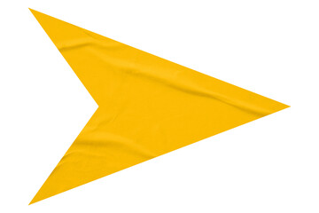 Yellow crumpled paper arrow isolated on transparent background