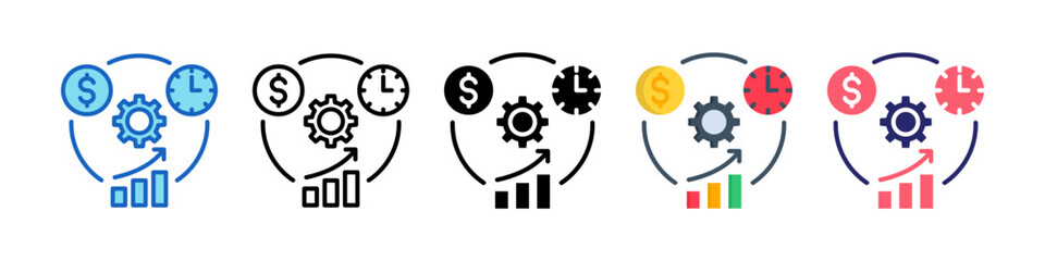 Efficiency Multiple Style Icon Set Collection.