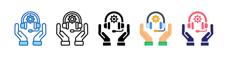 Assistance Multiple Style Icon Set Collection.