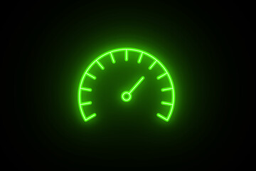 Fototapeta premium Neon Speedometer sign andtachometer icon. Bright Speedometer indicator icon collection. Lighting Speed indicator icon. Fast speed sign. Internet car speed. Rating Speed Meter. Car speed, fuel. 