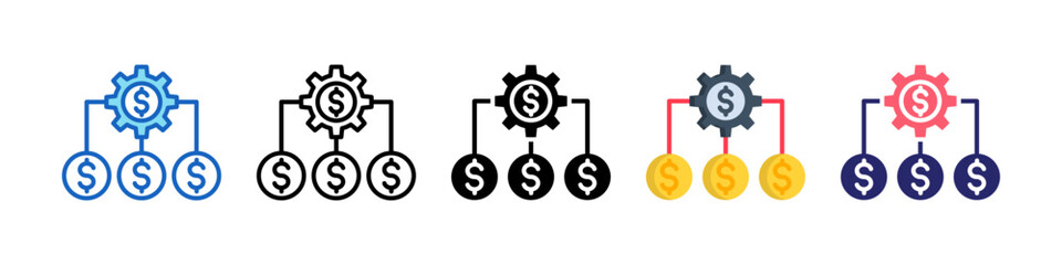 Money Management Multiple Style Icon Set Collection.