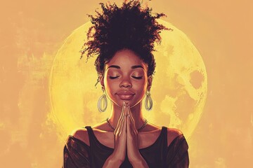 Christian woman praying for blessings from God., Generative AI