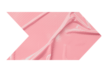 Pink crumpled paper arrow isolated on transparent background
