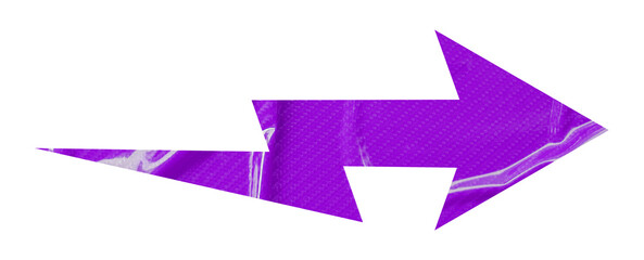 Purple crumpled paper arrow isolated on transparent background
