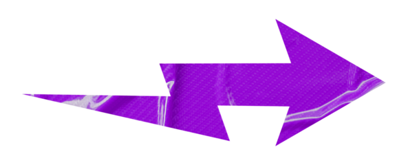 Purple crumpled paper arrow isolated on transparent background
