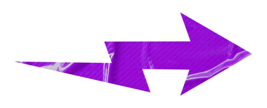 Purple crumpled paper arrow isolated on transparent background - Powered by Adobe