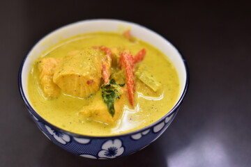 Green Curry with Salmon Fish. A Thai green curry with salmon