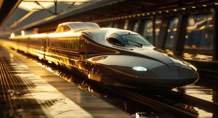 Shinkansen glistening in the sunlight