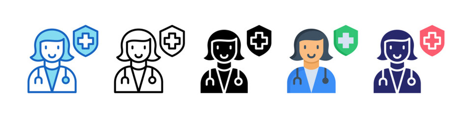 Healthcare Worker Multiple Style Icon Set Collection.