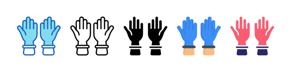 Gloves Multiple Style Icon Set Collection.