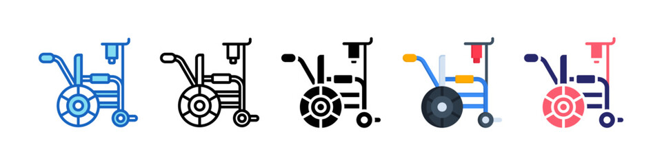 Wheelchair Multiple Style Icon Set Collection.