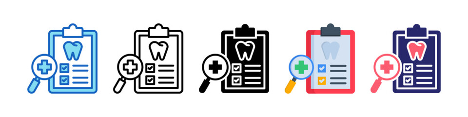 Dental Checkup Multiple Style Icon Set Collection.