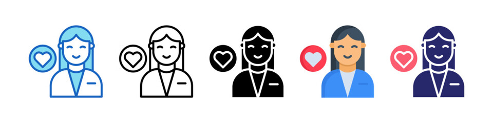 Caregiver Multiple Style Icon Set Collection.