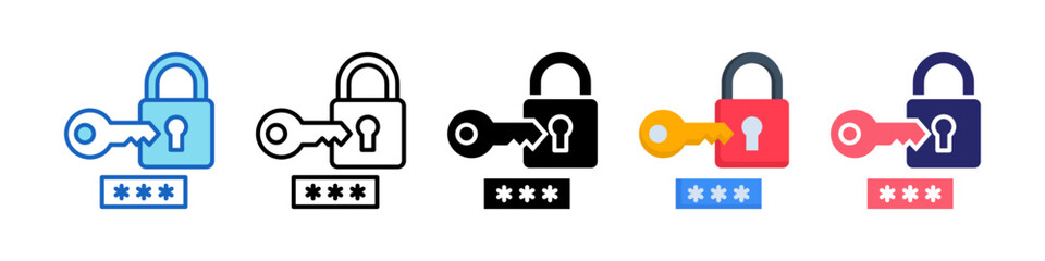 Secure Access Multiple Style Icon Set Collection.