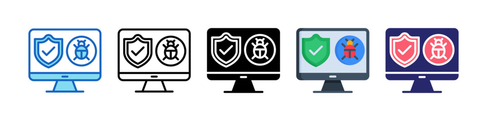 Antivirus Multiple Style Icon Set Collection.