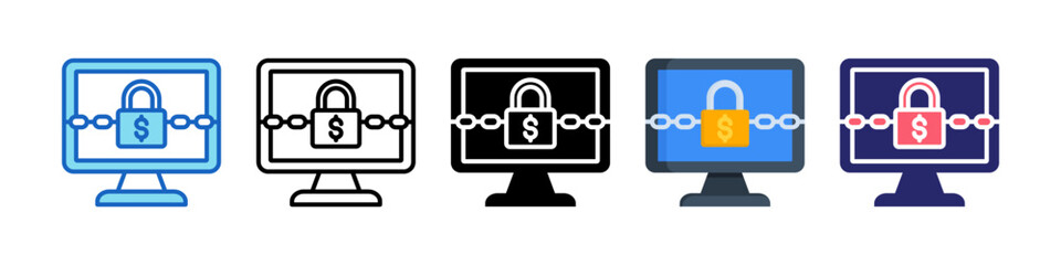 Ransomware Multiple Style Icon Set Collection.