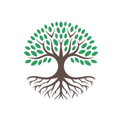 Minimal Tree Logo Set with Roots for Eco and Organic Branding