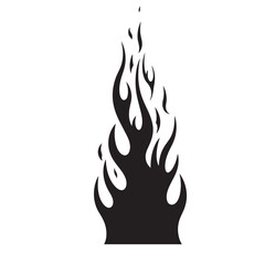 Black flame silhouette illustration ideal for graphic design projects featuring fire related concepts and themes on a crisp white background