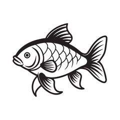 Fish silhouette vector illustration logo sticker