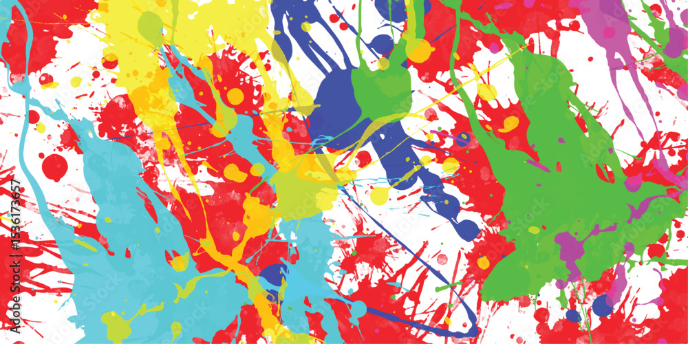 Poster colorful abstract paint splashes and splatters forming a vibrant and dynamic background texture suit