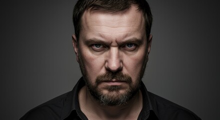 Obraz premium Intense Portrait of a Bearded Man