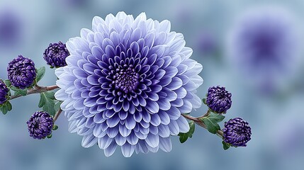 Close-up of a vibrant purple and blue chrysanthemum flower.
