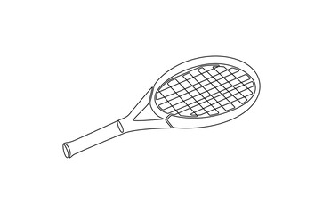 Continuous one line drawing of Tennis racket. Single line drawing illustration of tennis gear for the game. Tennis is an Olympic concept vector art. Doodle line illustration.