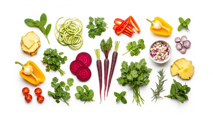 vegetables on white background