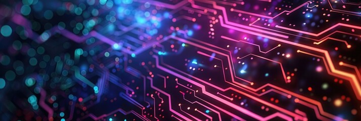 Obraz premium Abstract digital background with circuit board and glowing elements. Big data technology concept, futuristic design.