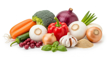 fresh vegetables on white background