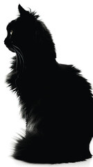 Obraz premium silhouette of fluffy cat on a white background