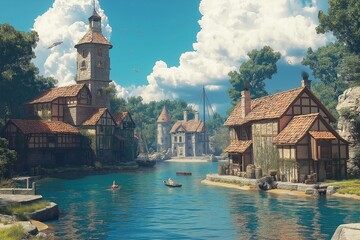 summer scene in fantasy world by generative ai