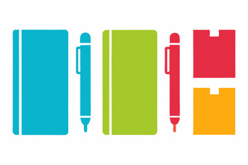 set of Notebook and Pen icon silhouette vector illustration