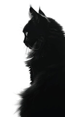 Obraz premium silhouette of fluffy cat on a white background