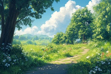 summer scene in fantasy world by generative ai