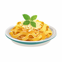 Delicious Pasta Dish Creamy Fettuccine with Parmesan and Basil