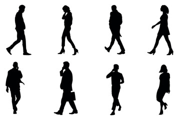 silhouettes of walking people