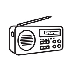 Fototapeta premium A sleek black and white silhouette of a vintage radio receiver with an antenna speaker and volume controls suitable for various uses.