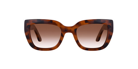 Tortoiseshell Cat Eye Sunglasses with Brown Lenses Isolated on White