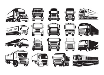 Truck vector, Truck clipart, Truck silhouette