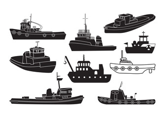 Tug boat vector, Tug boat clipart, Tug boat silhouette