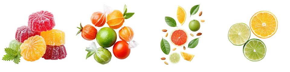 Assortment of fresh citrus fruits and produce