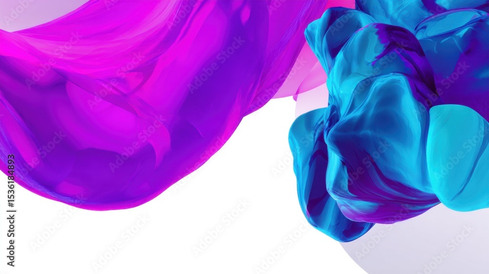 Poster vibrant abstract composition with soft flowing pink and purple hues blending seamlessly, contrasted 