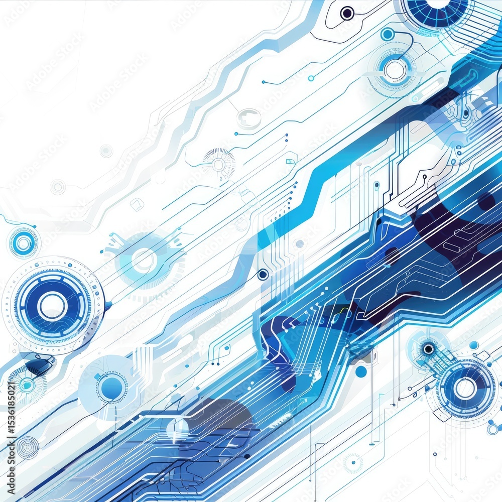 Fototapete abstract technology background with a blue and white color scheme